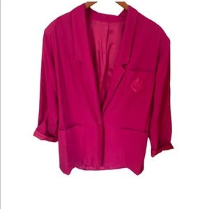 Vintage 1980s Hot Pink Oversized Blazer, Barrie Stephens XL